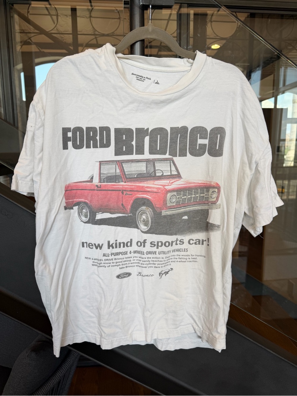 Abercrombie & Fitch White Tee with Red Ford Bronco Graphic
